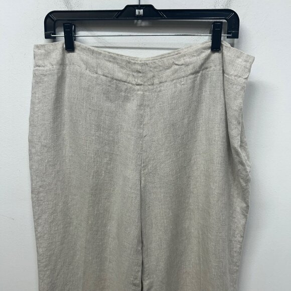 Talbots Natural Linen Pants 14P Classic Side Zip Cropped Lightweight - Picture 6 of 12